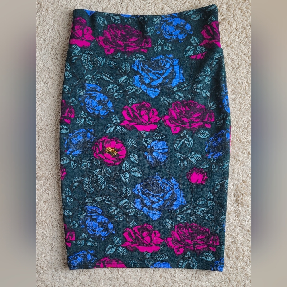 Lularoe Floral Stretch Pencil Skirt Size XS